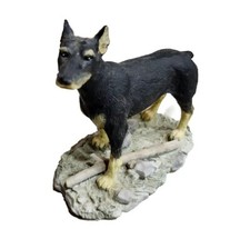 Doberman Pinscher Dobie Guard Dog Ceramic Figurine Black 5.5