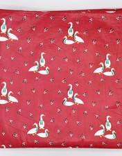 Vtge 80’s Country Geese Red Vinyl Tablecloth Flannel Back- NEW OS- 52” picture