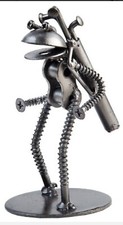 Frog Golfer Hand Crafted Recycled Metal Art Sculpture Figurine picture