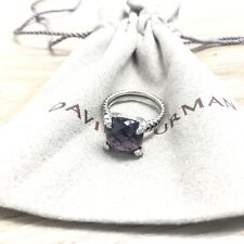 David Yurman Sterling Silver 11mm Chatelaine Ring w/Amethyst & Diamonds Size 6 picture