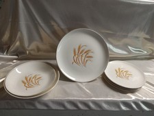 6 Piece Vintage  Golden Wheat Pattern- Made In USA- 22K GOLD TRIM picture