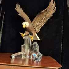 Rare Vintage Franklin Mint Bald Eagle On Crystal Iceberg Sculpture Germany  picture