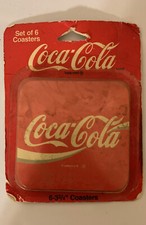 VINTAGE 1994 COCA COLA SET OF 6 PLASTIC/CORK DRINK COASTERS NEW OLD STOCK picture