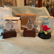 2 Vintage Art Glass Light-Up Paperweights &