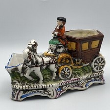 Horse and Carriage Made In Japan Vintage Figural Planter / Vase & Trinket Dish picture