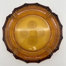 VTG mid-century Fosteria Amber Glass  4 Cigar ashtray with 4 Coin Impressio picture