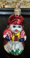 VTG Christopher Radko Cool Couple 2 Sided Snowman Glass Christmas Tree ORNAMENT picture