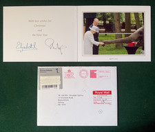 Queen Elizabeth II Prince Philip Duke Edinburgh Elephant Signed Christmas Card picture