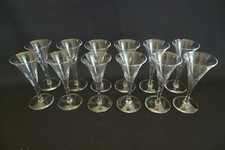 VINTAGE CLEAR GLASS CRYSTAL TRUMPET SHAPE SET (12) STEMMED CORDIAL GLASSES 1oz picture