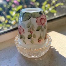 Mosser French Opalescent w/clear Base Roses & Leaves Fairy Lamp by Artist 3.5” picture