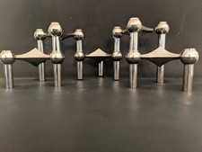 4+Nagel Chrome Atomic Space Age Candle Holders '60S MCM picture