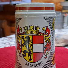 Original King Salzburg Crest Ceramic Beer Mug Stein-Style Handle Breweriana picture