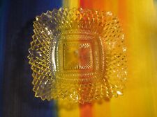 Pressed Glass Wavy Square Candy Dish or Nut Bowl Miss America Pattern Yellow picture
