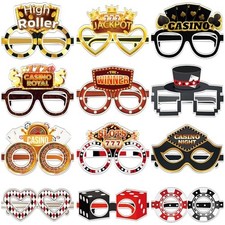 VioraWhite 48 Pcs Casino Night Paper Glasses Casino Eyeglasses Poker Dice Sig... picture