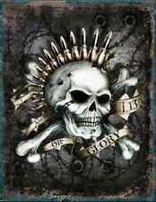 Alchemy Glory Skull Military Motorcycle Whiskey Garage Harley Service Metal Sign picture