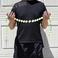 45” XL Large Glow-in-the-Dark Rosebud Bead Wall Rosary Crucifix Hanging picture