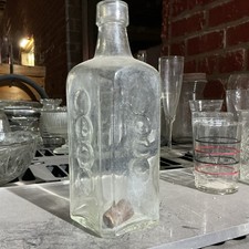 Clear Embossed Glass Liquor Bottle,
