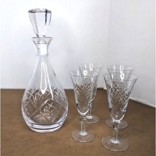 Vintage Crystal Decanter & Glasses Bordeaux By Bayel France Fine Lead Crystal picture