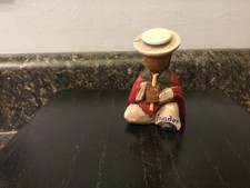 Vtg Ecuador Folk Art Handcrafted Wooden Musician Flute Statue Figurine picture