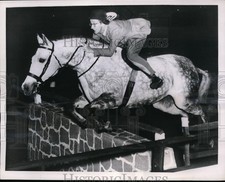 1951 Press Photo Mrs John Lie on Safety Call at National Horse Show in NYC picture