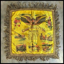 Antique WWII Camp Pickett Virginia Military Sweetheart Silk Rag Handkerchief picture