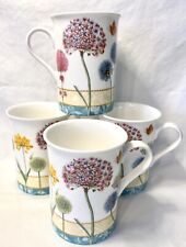 Stechcol Gracie BONE CHINA Wild Flowers Herbs 4 Floral Coffee Mug/Tea Cup Set picture