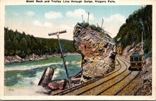 Niagara Falls, NY Giant Rock & Trolley Line Through Gorge/River/Rapids -A107 picture