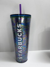 Starbucks Iridescent Oil Slick Shimmer Purple Blue Tumbler - 24oz (Brand new) picture