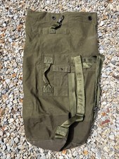 Vintage Vietnam US Military Heavy Duty Duck Cotton Canvas Duffle Bag Green picture