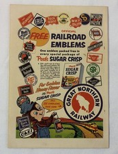 1954 Post Sugar Crisp RAILROAD EMBLEMS premiums ad page picture
