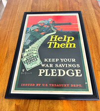 WWII U.S. Treasury Dept War Savings Pledge “Help Them” Poster Original picture