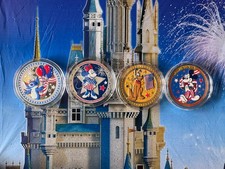 2026 Disney Parks 1 Set of 4 Medallion Coin USA 250th Mickey Minnie Pluto Stitch picture