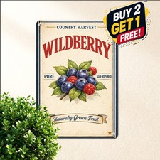 100% Organic Blueberry Metal Sign Fresh Fruit Farmhouse Wall Decor 8x12 picture