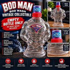BOD Man BOD Wash Vintage Collectible Muscle Man Bottle – Empty Container 12 Oz picture