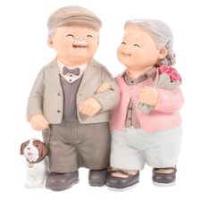 Loving Elderly Couple Figurines Old Married Couple Figurine Resin Statues Min... picture