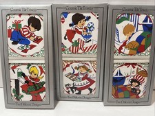 6 Vintage Jasco Ceramic Tile Christmas Trivets Children Cookies Gifts Grannycore picture