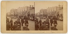 WISCONSIN STEREOVIEW - Ashland - Firemen in Parade - 1890s RARE picture