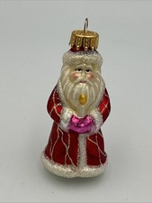 VINTAGE 1975-80’s GLASS SANTA CHRISTMAS ORNAMENT EUC - Smoke Free Home picture