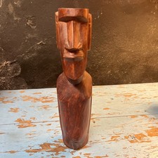 VINTAGE 13.5” MOAI KAVA KAVA RAPA NUI EASTERN ISLAND CARVED WOOD picture