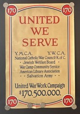 Original  WWI US Poster 'United We Serve' United War Work Campaign YMCA YWCA picture