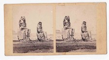 Colossi of Memnon Stereoview Wilhelm Hammerschmidt 1860s Egypt Albumen picture