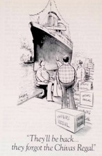 1991 Chivas Regal Print Ad Cartoon Cruise Humor RoyalVikingLine 5.5x4