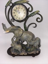 Elephant Family On Safari Vintage Tabletop Clock Works picture