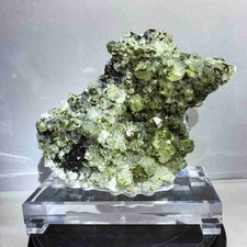 10.26LB Natural Green Ghost Phantom Quartz Crystal Point Mineral Specimen +Stand picture