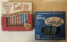 2 Vintage 1950s Birthday Candle Boxes Twirl-Lite Fairy Spiral Peppermint 🎂🎈🎉 picture