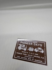 1986 Pioneer Days Zolfo Springs Florida Vintage Antique Car Tractor Dash Plaque picture