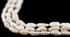 Vintage Japanese Rice Pearl Beads 5mm White Oval 16 Inch Strand picture
