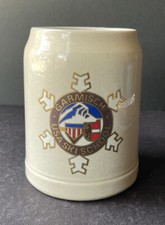 Garmisch USA Ski School 0.5 L Beer Stein Mug Cup West Germany Vintage Stonware picture