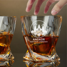 Custom Engraved Angkor Siem Reap Cambodia Whiskey Glass – 10 oz Twisted Rocks picture