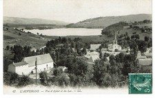 vintage Auvergne view of Aydat and the Lake LL Postcard 67 France aerial view picture